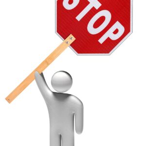 Kichwit Stop Slow Sign, 13" Double Sided Handheld Stop Sign, Street Slow Reflective Sign with Bamboo Handle, Aluminum