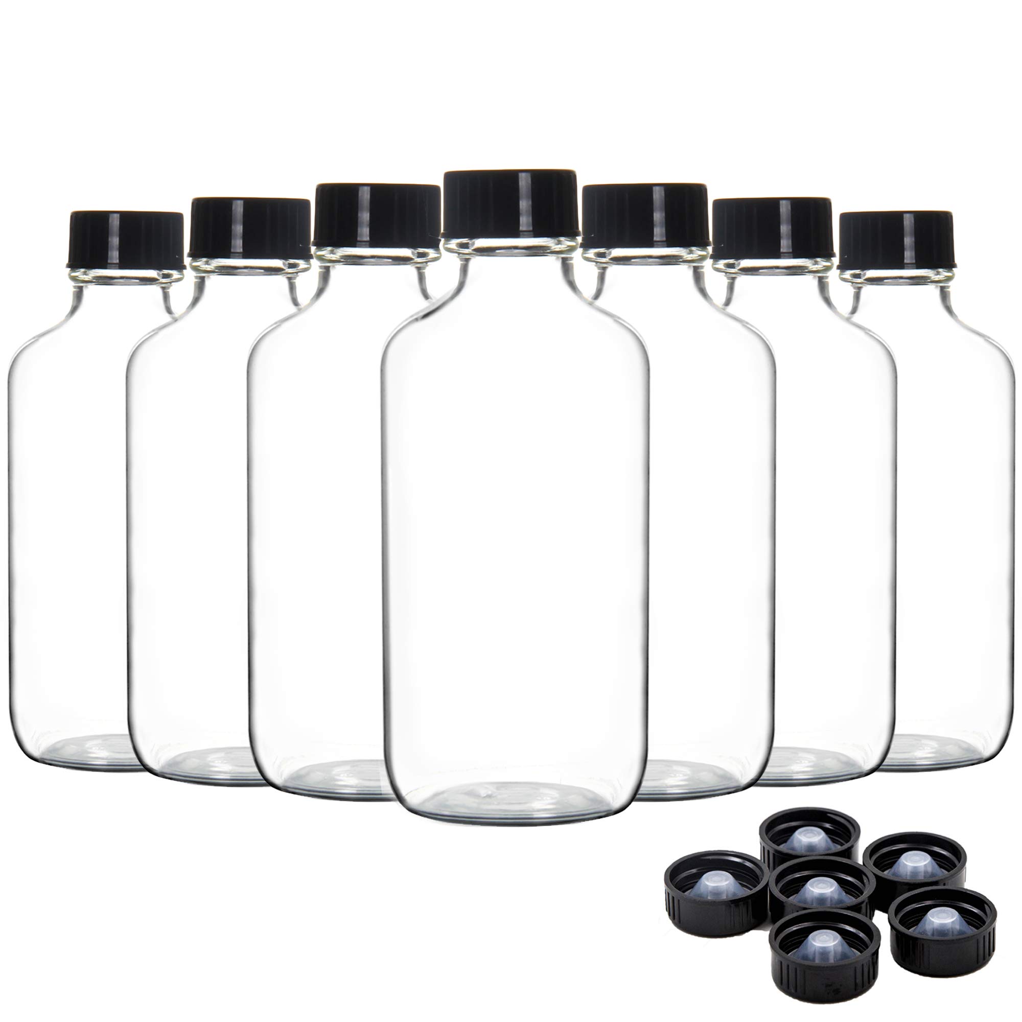 Youngever 16 Pack Empty Glass Bottles with Lids, Refillable Container for Essential Oils, Vanilla Extract and More (4 Ounce)