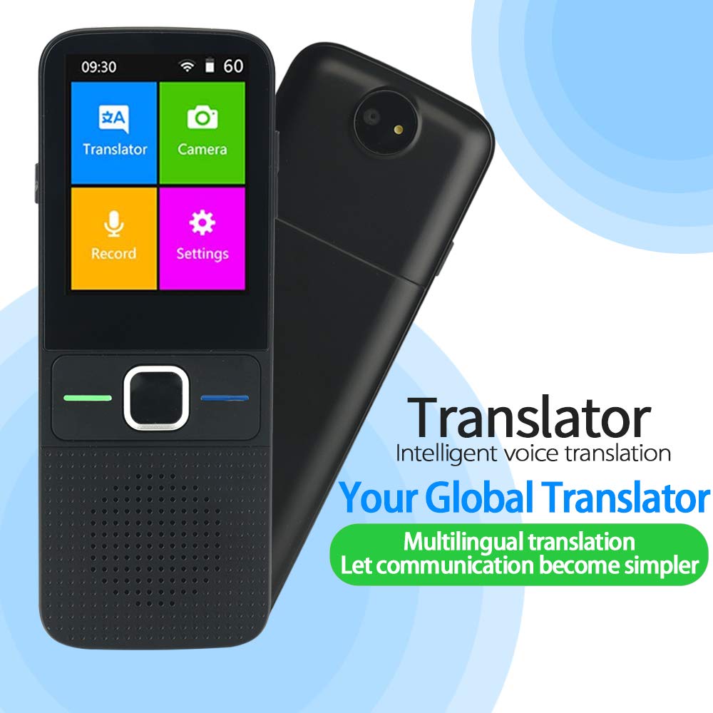 Language Translator Portable Instant Translator Device Support WiFi/Hotspot/Offline Two- Way Real Time Online 137 Languages with 2.4Inch Touch Screen Recording Smart Translator（Black）