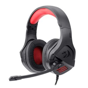 redragon h250 theseus led wired gaming headset, stereo surround-sound, noise cancelling over-ear headphones with mic, volume control, compatible with pc, ps4/3, xbox one and nintendo switch