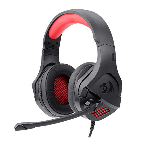 Redragon H250 THESEUS LED Wired Gaming Headset, Stereo Surround-Sound, Noise Cancelling Over-Ear Headphones with Mic, Volume Control, Compatible with PC, PS4/3, Xbox One and Nintendo Switch