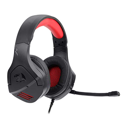 Redragon H250 THESEUS LED Wired Gaming Headset, Stereo Surround-Sound, Noise Cancelling Over-Ear Headphones with Mic, Volume Control, Compatible with PC, PS4/3, Xbox One and Nintendo Switch