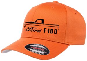 1967-1972 ford f100 pickup truck outline design flexfit 6277 athletic baseball fitted hat cap orange s/m