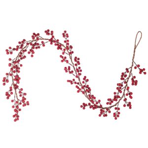 artiflr 6ft red berry christmas garland, artificial red and burgundy berry christmas garland for indoor outdoor home fireplace decoration for winter holiday new year decor