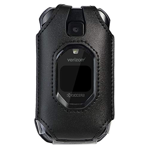 BELTRON Leather Fitted Case for Kyocera DuraXV Extreme E4810, DuraXV Extreme+ E4811 Verizon Flip Phone - Features: Rotating Belt Clip, Screen & Keypad Protection, Secure Fit