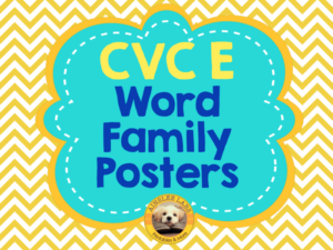 cvc e word family posters with pictures
