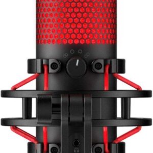 Newest HyperX - QuadCast USB Multi-Pattern Electret Condenser Microphone | 2020 Edition | for PS4, PC and Mac | Pop Filter | Anti-Vibration Shock Mount | | Red - Black | with KWALICABLE Bundle