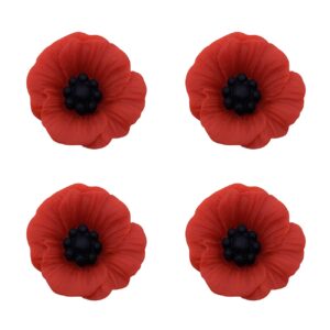 XGALBLA Poppy Brooch Veretrans Gifts Lest We Forget Resin Poppy Lapel Flower Pin for Women Flowers Broaches(4 PCS)