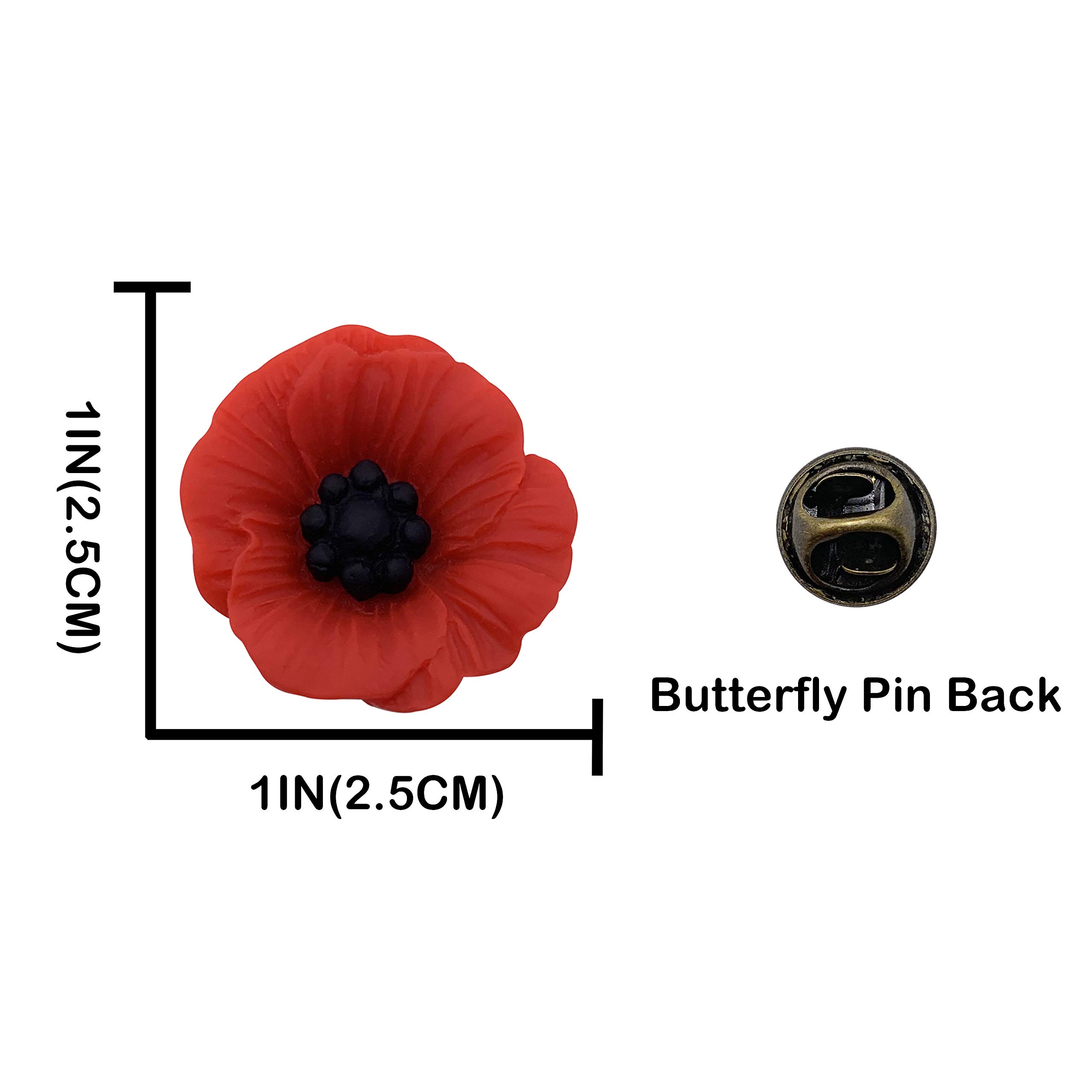 XGALBLA Poppy Brooch Veretrans Gifts Lest We Forget Resin Poppy Lapel Flower Pin for Women Flowers Broaches(4 PCS)