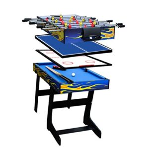 ifoyo 48 in / 4 ft multi-function 4 in 1 steady combo game table, hockey table, soccer foosball table, pool table, table tennis table, yellow flame