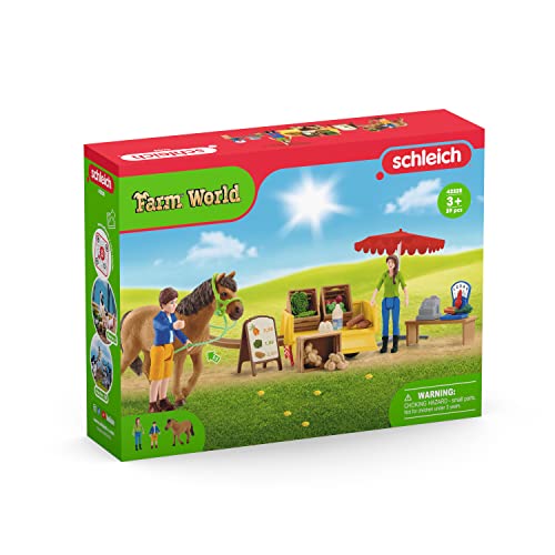 SCHLEICH Farm World, 21-Piece Playset, Farm Toys for Girls and Boys Ages 3-8, Sunny Day Mobile Farm Stand