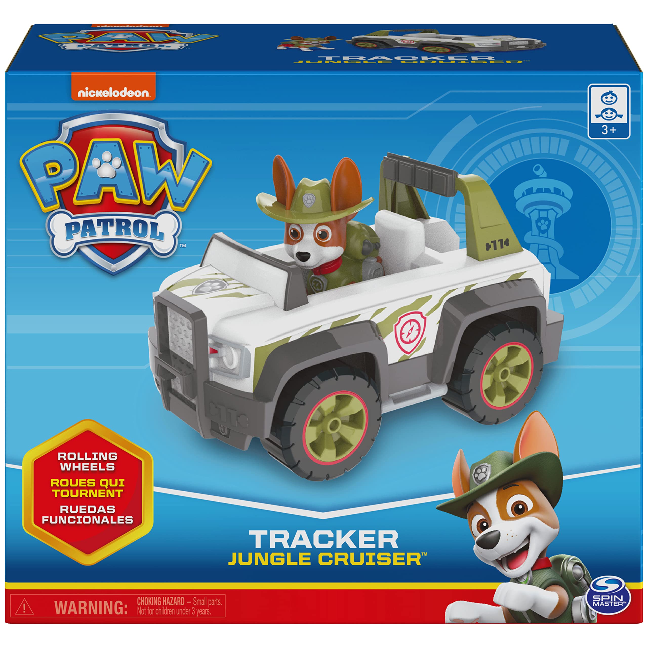 Paw Patrol, Tracker’s Jungle Cruiser Vehicle with Collectible Figure, for Kids Aged 3 and up