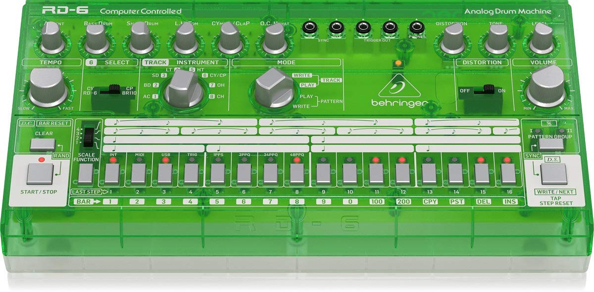 Behringer RD-6-LM Analog Drum Machine - Lime Translucent