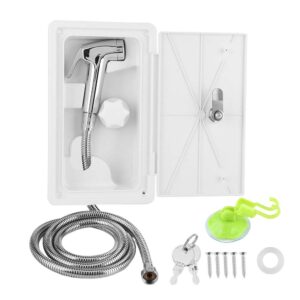 acouto rv exterior shower box kit exterior shower box shower head hot cold switch with 2 keys for marine boat rv motorhome caravan camper accessories