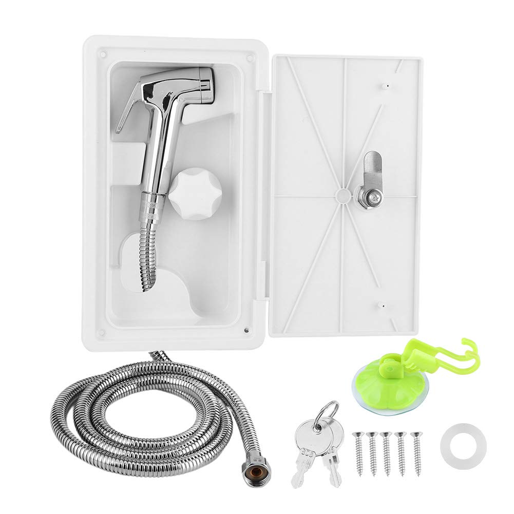 Acouto RV Exterior Shower Box Kit Exterior Shower Box Shower Head Hot Cold Switch with 2 Keys for Marine Boat RV Motorhome Caravan Camper Accessories