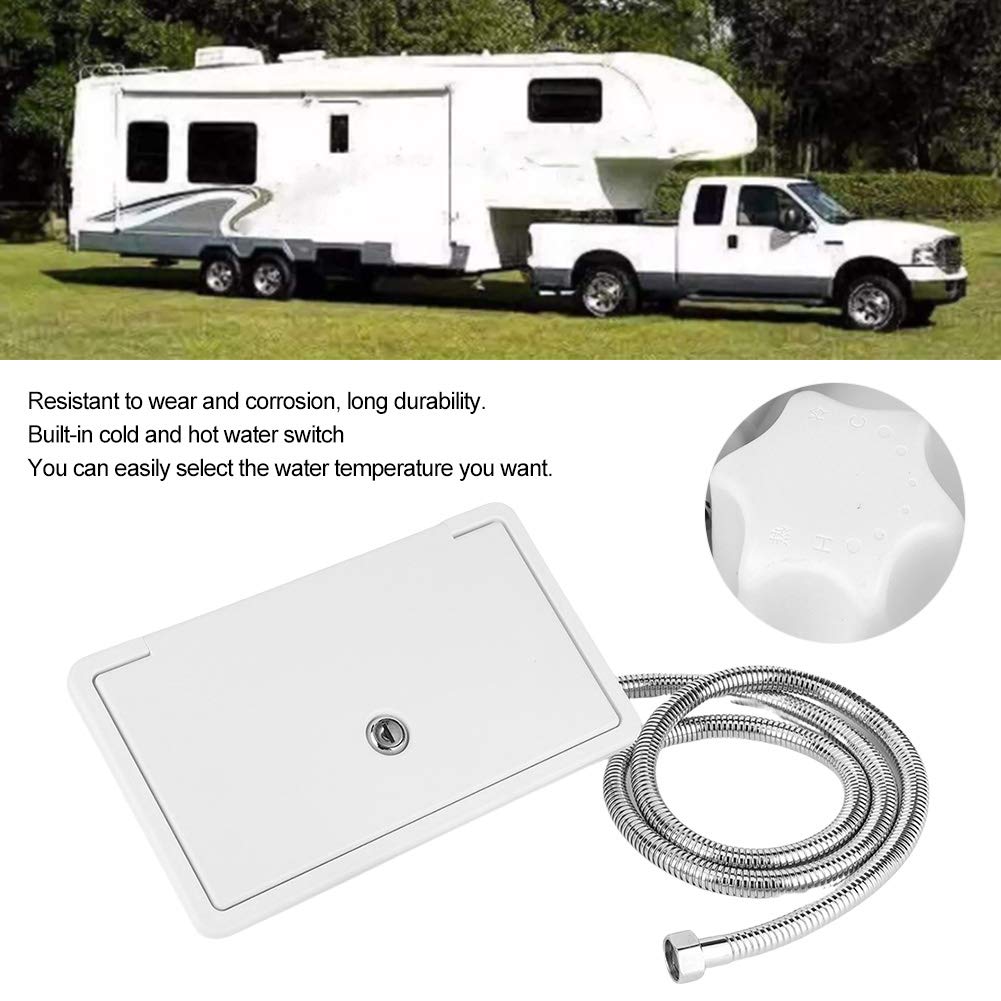 Acouto RV Exterior Shower Box Kit Exterior Shower Box Shower Head Hot Cold Switch with 2 Keys for Marine Boat RV Motorhome Caravan Camper Accessories