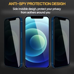 Solnern 2 Pack Privacy Screen Protector for iPhone 12 Pro 6.1 Inch with 2 Pack Camera Lens Protector, Anti Spy Tempered Glass Film, Anti-Scratch