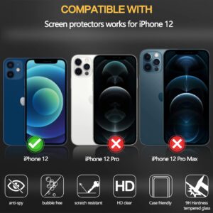 Solnern 2 Pack Privacy Screen Protector for iPhone 12 Pro 6.1 Inch with 2 Pack Camera Lens Protector, Anti Spy Tempered Glass Film, Anti-Scratch