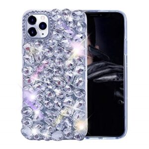 bonitec compatible with iphone 12 pro max case 3d glitter sparkle bling case luxury shiny crystal rhinestone diamond bumper clear gems cute protective girly case cover for women girls