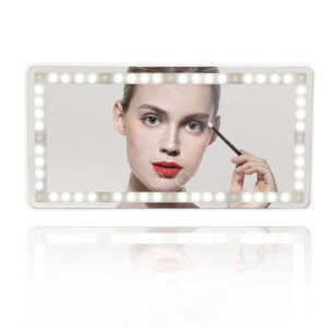 car visor vanity mirror rechargeable with 3 light modes & 60 leds,mirror for truck suv rear view dimmable touch screen,car as a gifts women valentine's day (white)