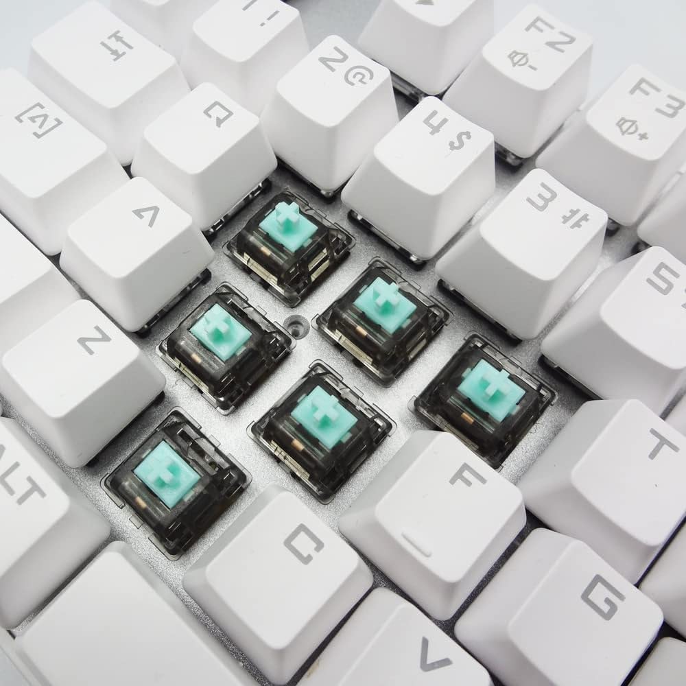 ZugGear Linear Switches 62g Translucent Smokey Aqua Teal Switch with Gold-Plated Spring Smooth Creamy Green Stem 5 Pins Linear Keyswitch (DUROCK L2 Smokey 62g, 20pcs)