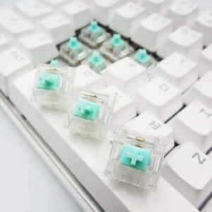 ZugGear Linear Switches 62g Transparent Aqua Teal Switch with Gold-Plated Spring Smooth Creamy Green Stem 5 Pins Linear Keyswitch (DUROCK L2 Clear, 20pcs)