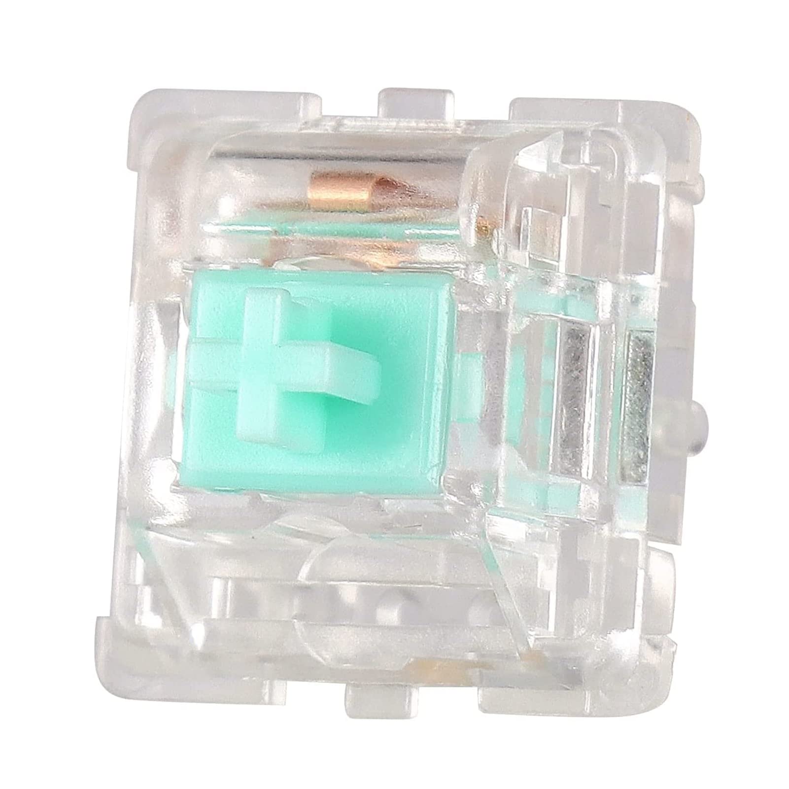 ZugGear Linear Switches 62g Transparent Aqua Teal Switch with Gold-Plated Spring Smooth Creamy Green Stem 5 Pins Linear Keyswitch (DUROCK L2 Clear, 20pcs)