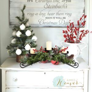 DearHouse Christmas Candle Holder Centerpiece, Pine Cones and Red Berry Table Centerpiece with 3 Candle Holders Table Accent Centerpiece for Festival Home Decoration 20" x 10" x 6"(L x W x H)