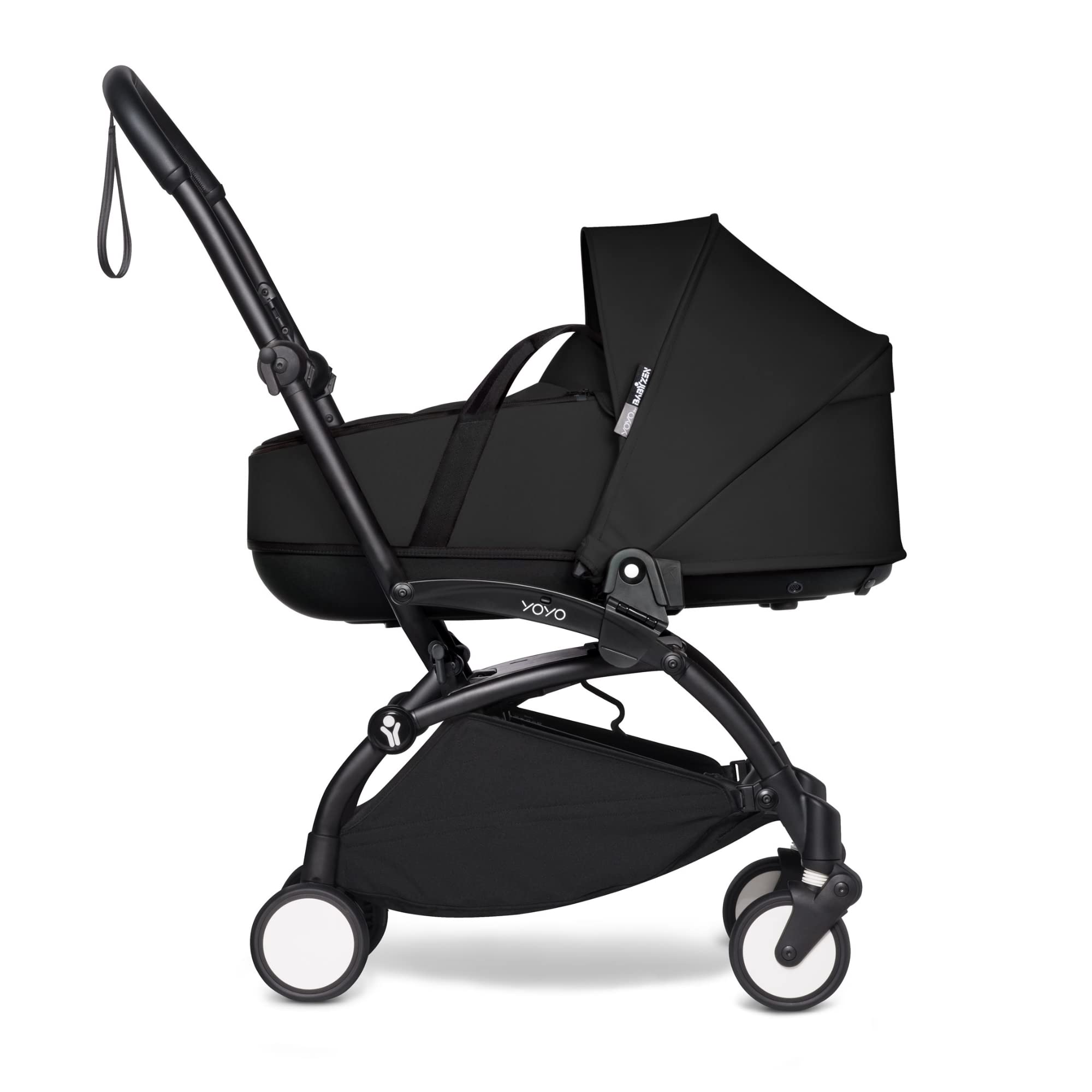 Babyzen YOYO2 Frame + Bassinet, Black - Includes Thick Double Mattress, Ventilated Shell & Canopy