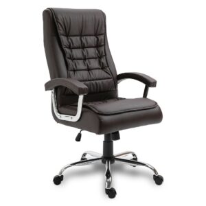 halter ergonomic office chair for home office desk, luxury leather bonded executive chair, adjustable height, padded comfy seat, high back lumbar support, computer chair for all day comfort, black
