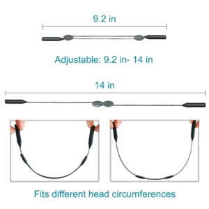 2pcs Eyeglasses Holder Strap, Sunglasses Strap, Eyewear Retainer, Sports String Retainer, Adjustable from 9.2" to 14”, with Glass Cleaning Cloth and Screwdriver, Black