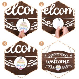 Jetec Welcome Door Sign Christmas Decor Fall Sign Seasonal Front Door Rustic Wood Welcome Sign Wall Hanging Porch Easter Interchangeable 14 x 9 Inch