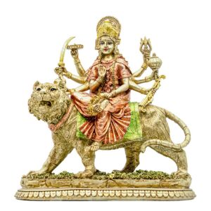 bangbangda hindu goddess durga idol statue - durga on tiger figurine india murti home mandir temple altar puja item birthday diwali pooja gifts for indian yoga meditation spritural decor