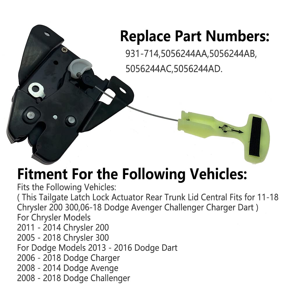 Tailgate Lock Trunk Latch Actuator for Chrysler 200 300 Dodge Dart Charger Avenge Challenger Replace 931-714 5056244AA 5056244AB 5056244AC 5056244AD