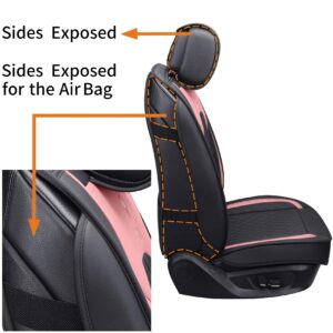 Aierxuan Girly Car Seat Covers for Women Gilrs Front Seat Leather Waterproof Cushions Universal Fit for Ford Edge Hyundai Azera Kona Rav4 Corolla Camry Prius Acura (2 PCS Front, Black-Pink)