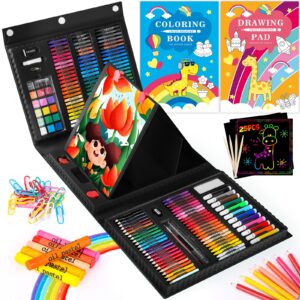 ibayam art kit, 251-pack art supplies drawing kits, arts and crafts gifts box for kids teen girls boys, art set case with trifold easel, scratch paper, sketch pad, coloring book, crayons, pencils