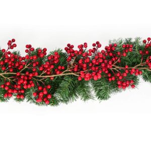 Artiflr Red Berry Garland, 6FT Flexible Artificial Red and Burgundy Berry Christmas Garland for Indoor Outdoor Home Fireplace Decoration for Winter Holiday New Year Decor