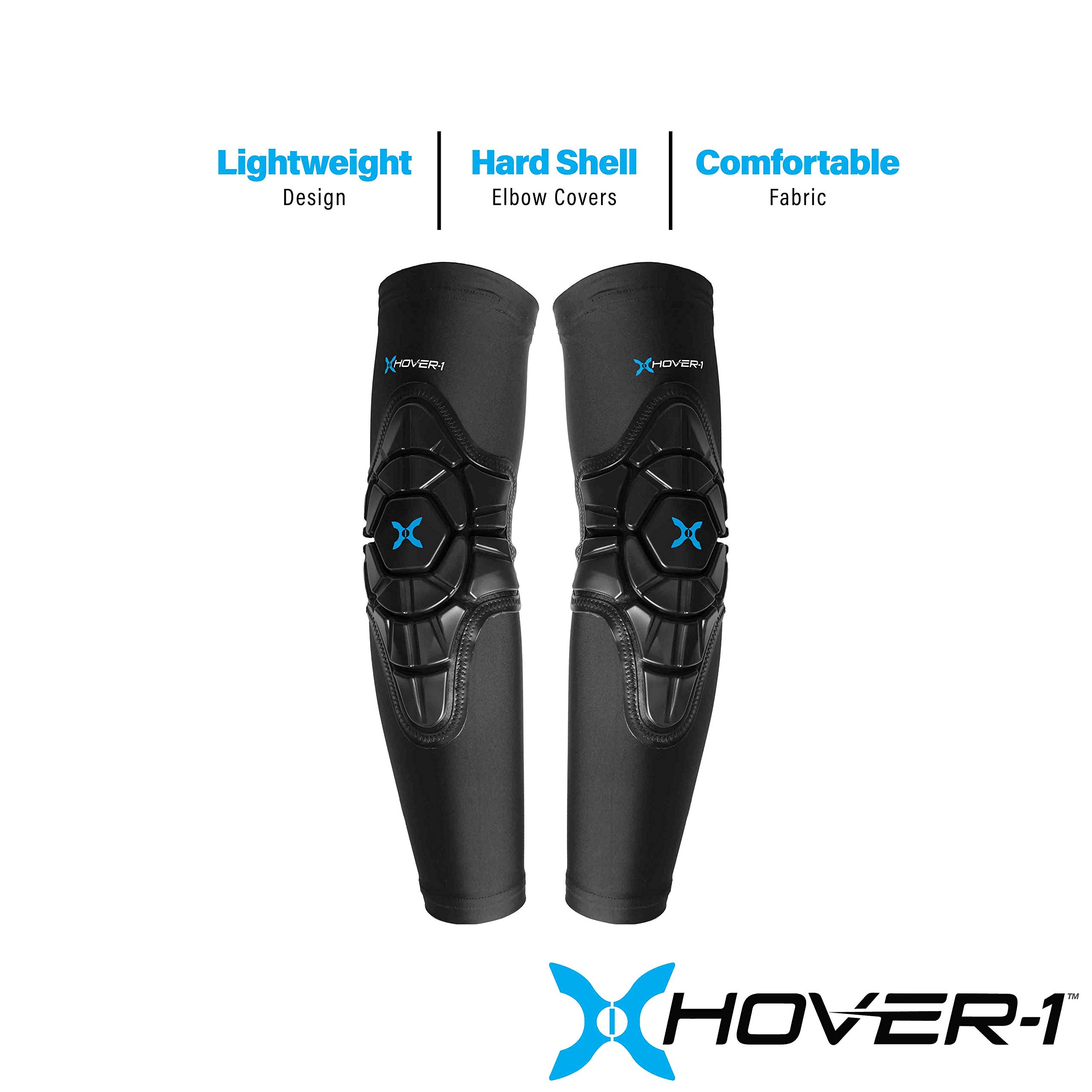 Hover-1 Men's Protective Elbow Pads | Hard PU Shells for Impact Resistance, Lightweight Breathable Material for Maximum Comfort, Large, Black