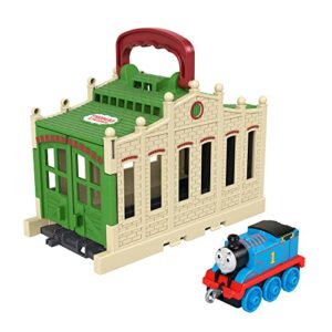 thomas & friends connect & go shed and push-along train engines for preschool kids ages 3 years and up