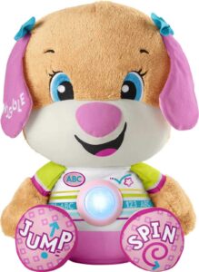 fisher-price laugh & learn toddler learning toy so big sis musical plush puppy with smart stages content for ages 18+ months