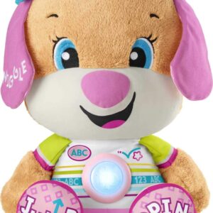 Fisher-Price Laugh & Learn Toddler Learning Toy So Big Sis Musical Plush Puppy with Smart Stages Content for Ages 18+ Months