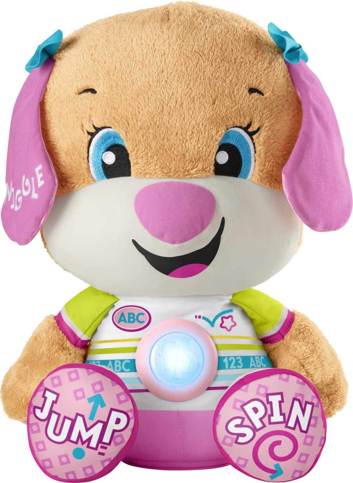 Fisher-Price Laugh & Learn Toddler Learning Toy So Big Sis Musical Plush Puppy with Smart Stages Content for Ages 18+ Months