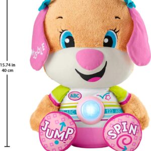 Fisher-Price Laugh & Learn Toddler Learning Toy So Big Sis Musical Plush Puppy with Smart Stages Content for Ages 18+ Months