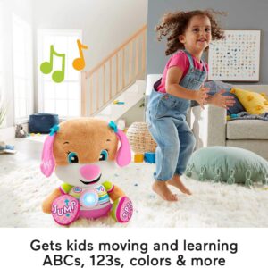 Fisher-Price Laugh & Learn Toddler Learning Toy So Big Sis Musical Plush Puppy with Smart Stages Content for Ages 18+ Months