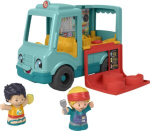 fisher-price little people musical toddler toy serve it up food truck vehicle with 2 figures for pretend play ages 1+ years