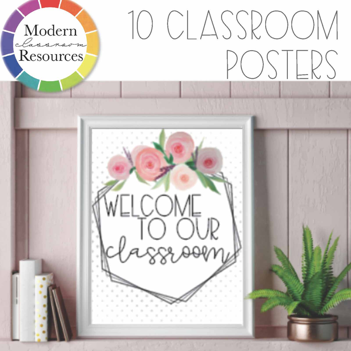 10 Classroom Posters Growth Mindset Rose Theme