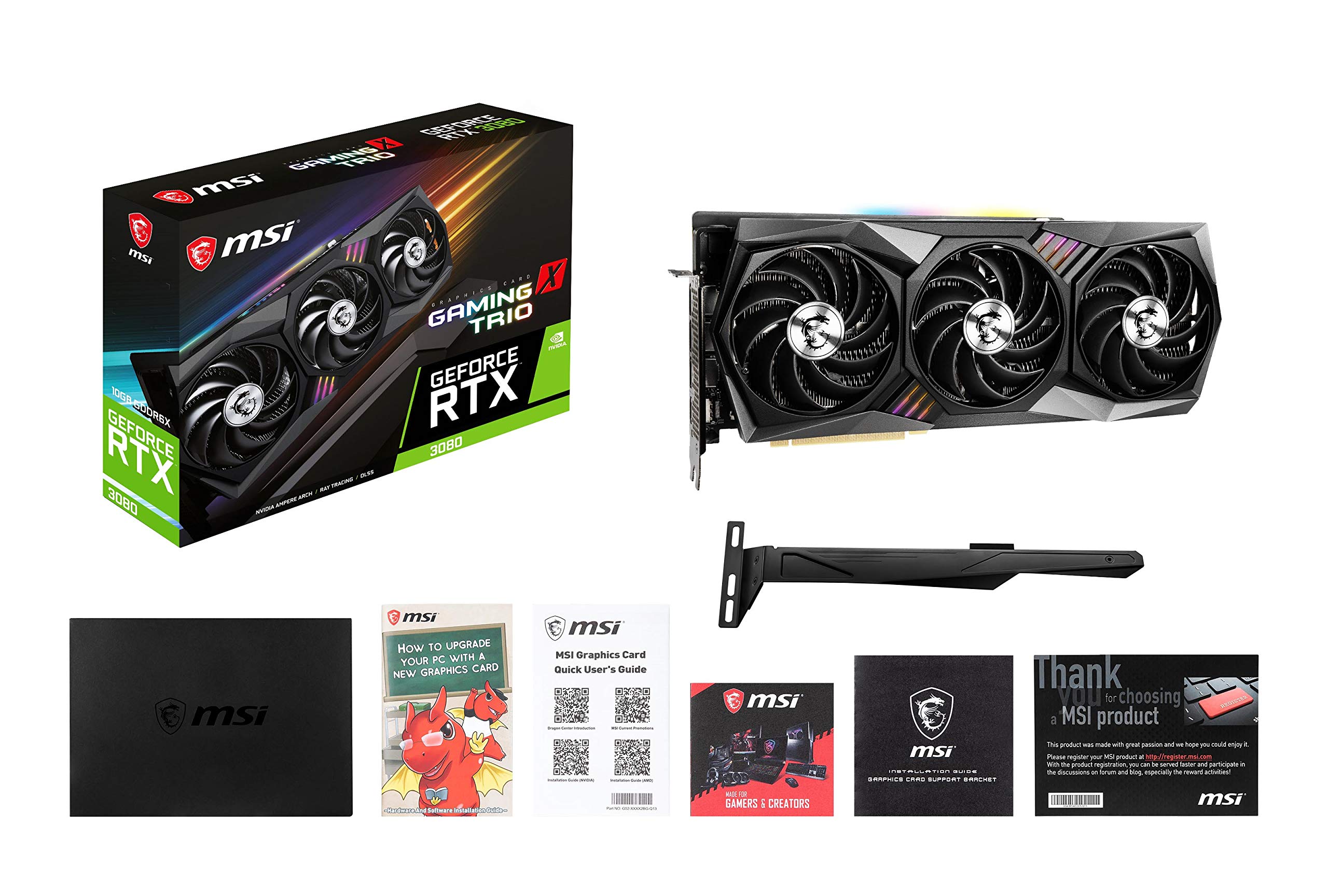 MSI Gaming GeForce RTX 3080 10GB GDRR6X 320-Bit HDMI/DP Nvlink Tri-Frozr 2 Ampere Architecture OC Graphics Card (RTX 3080 GAMING X TRIO 10G)