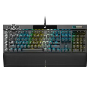 corsair k100 rgb optical-mechanical wired gaming keyboard - opx switches - pbt double-shot keycaps - elgato stream deck and icue compatible - qwerty na layout - black