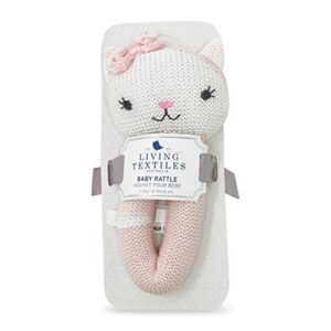 living textiles baby knitted toy rattle - ava cat - premium 100% cotton super cute soft & fun stuffed animal toy rattle | for infant,newborn,nursery,stuff,knit,gift,shower,girl