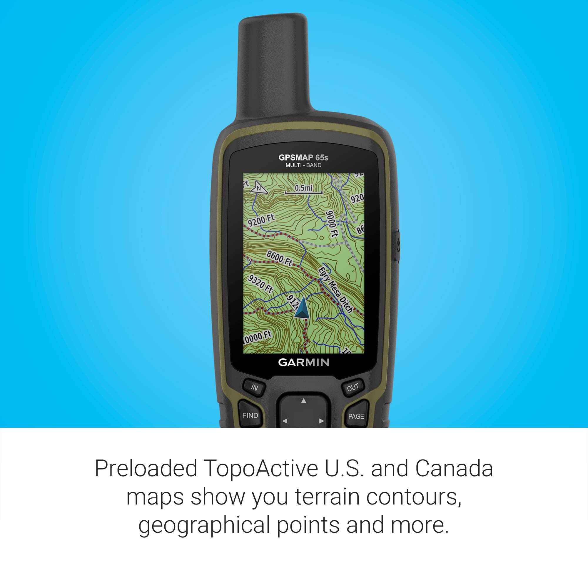 Garmin GPSMAP 65s, Button-Operated Handheld with Altimeter and Compass, Expanded Satellite Support and Multi-Band Technology, 2.6" Color Display